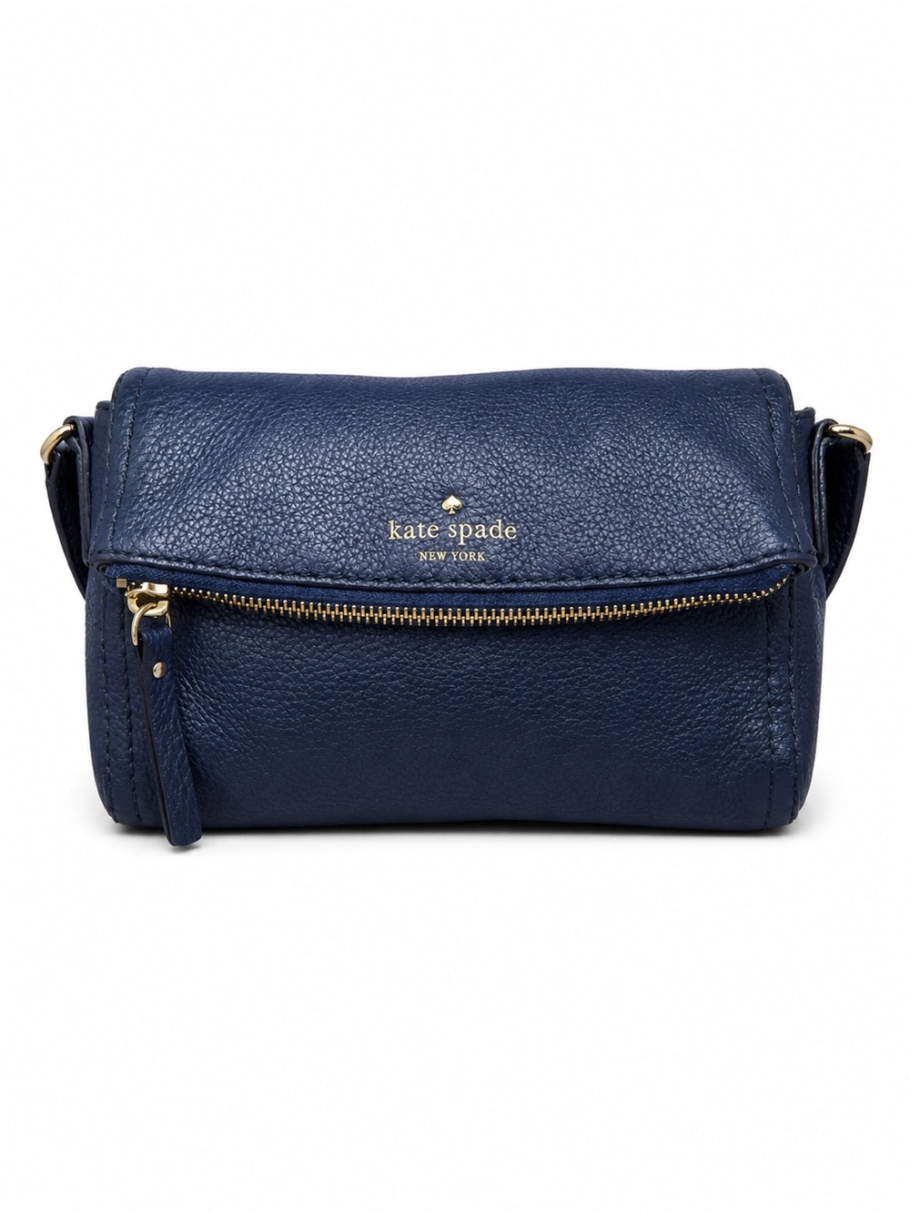 kate spade navy pebbled leather crossbody with gold hardware
